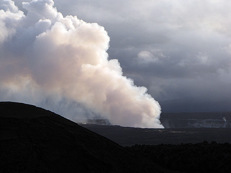 Steam/fume cloud rising from Halemaumau, Kilauea Caldera, August 2011