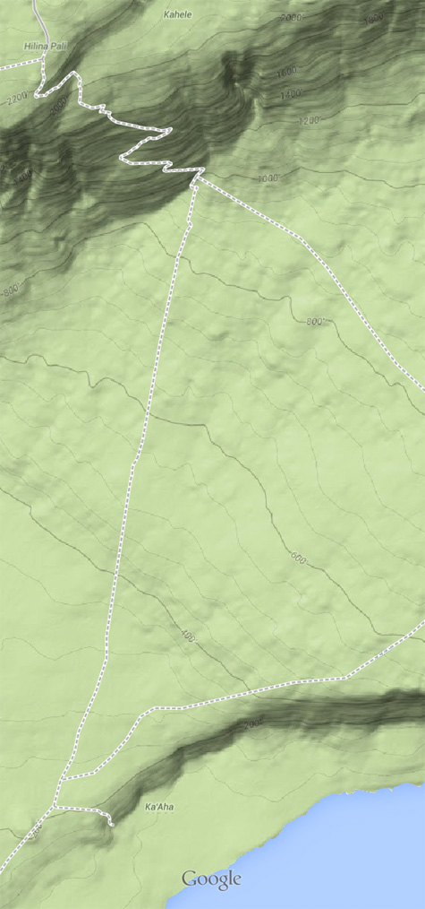 This trail's two steep drops are easy to see on Google's terrain map.