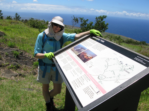 Here I am at the start of the Hilina Pali Trail. It's all downhill from here -- that is, until it's time to head back.